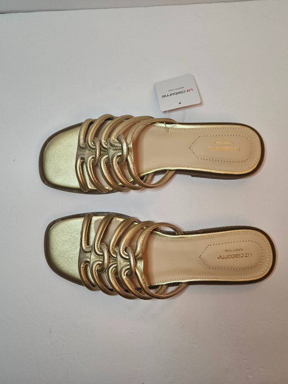 Liz Claiborne Gold Multi-Strap Slide Sandals Womens Size 9.5 - Picture 6 of 8